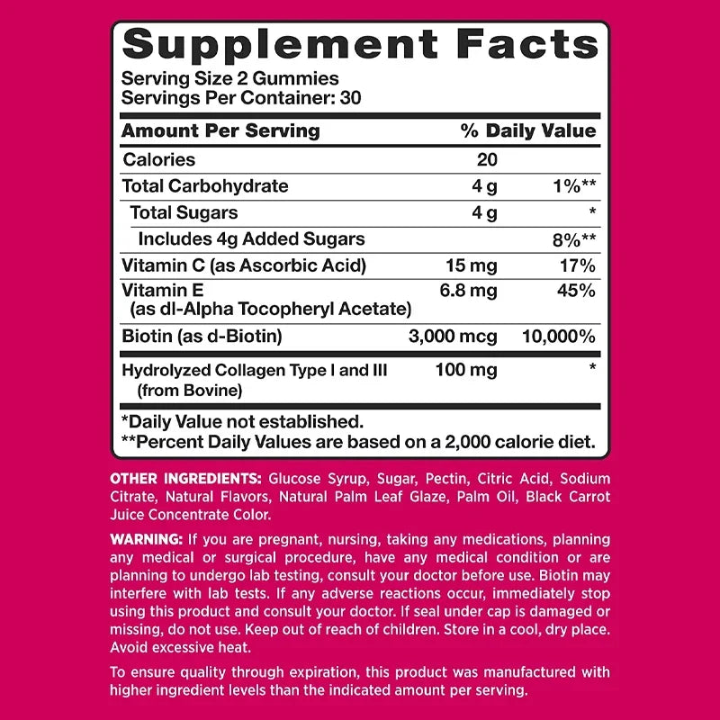 Hair, Skin &amp; Nails Gummies | Hair Vitamins for Men and Women | Biotin SupplementsSupplements