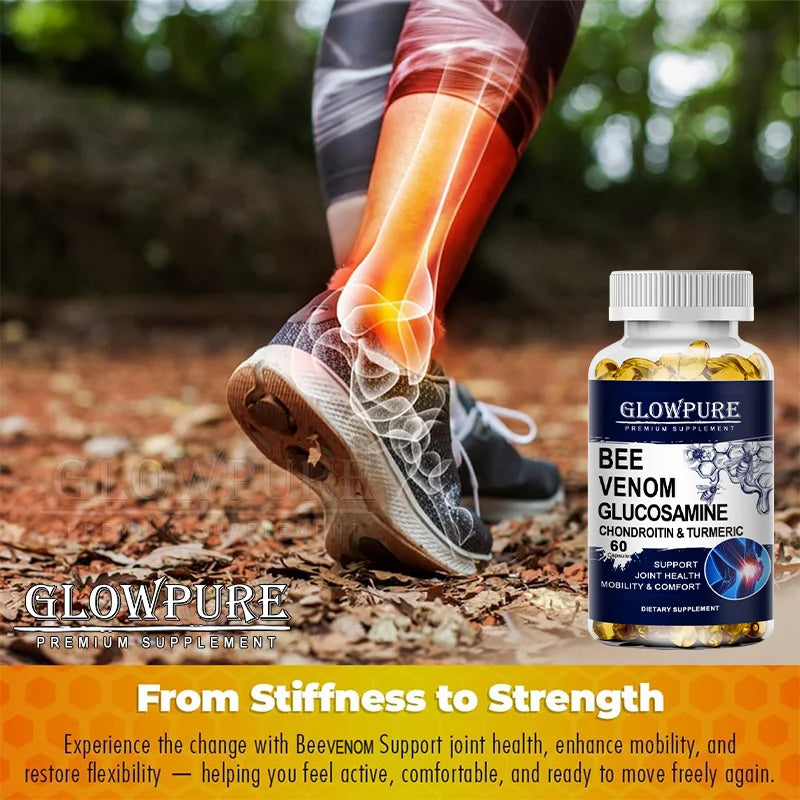 Bee Venom Extract Glucosamine &amp; Turmeric Capsules for Joint &amp; Muscle Health, Enhanced Mobility, Flexibility, Comfort Supplement