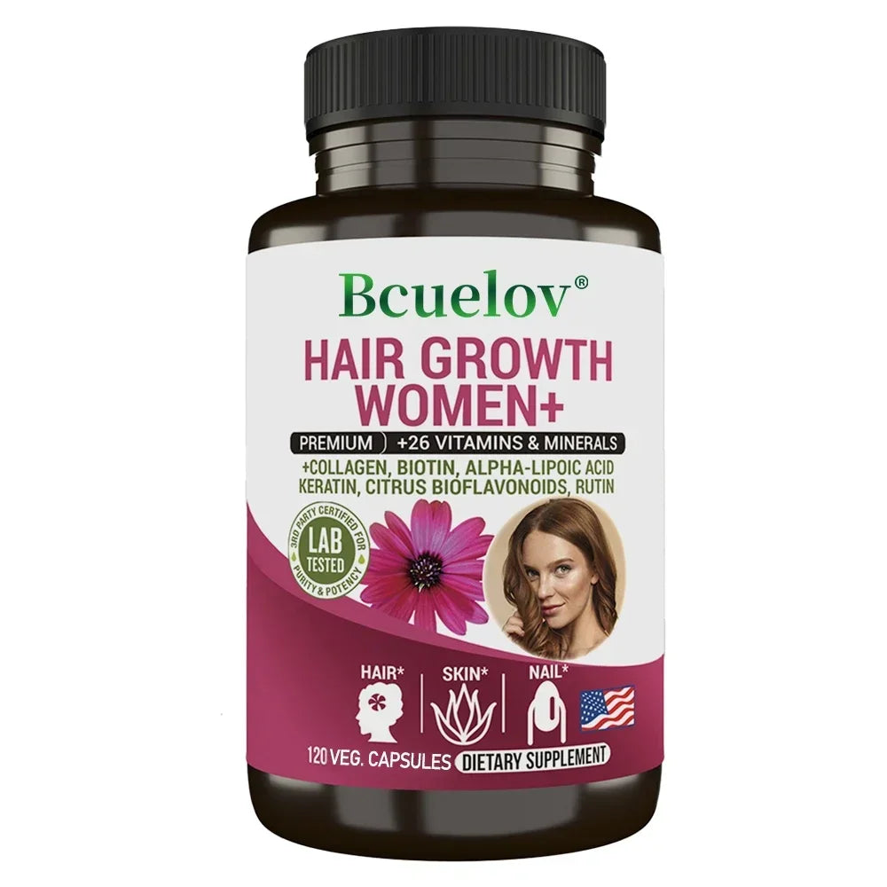 Women Hair Growth Supplement Capsules with Multivitamins, Collagen and Biotin for Thicker, Fuller Hair, Nails and Skin Health