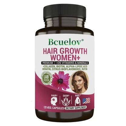 Women Hair Growth Supplement Capsules with Multivitamins, Collagen and Biotin for Thicker, Fuller Hair, Nails and Skin Health