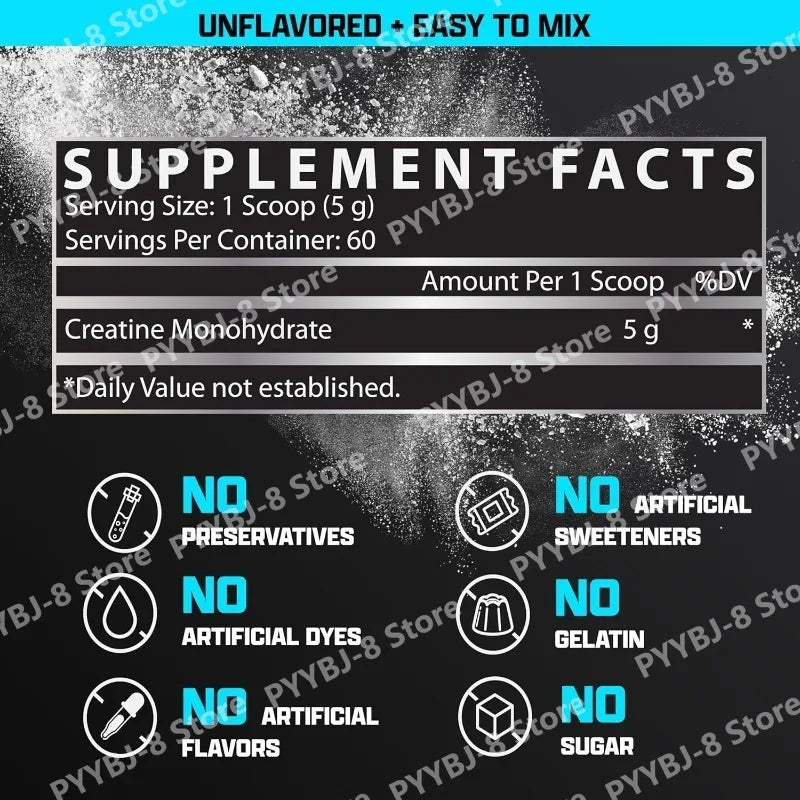 Creatine Monohydrate Powder 300g 60 Serving Help Enhance Sport Muscle Strength Mixing with Water Drinking for Man and Women