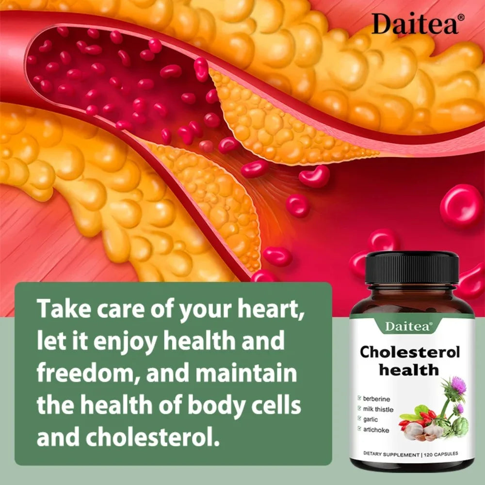 Healthy Cholesterol Support Supplement with Milk Thistle &amp; Berberine, Support Cardiovascular Health, 120 Capsules
