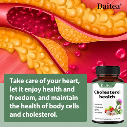 Healthy Cholesterol Support Supplement with Milk Thistle &amp; Berberine, Support Cardiovascular Health, 120 Capsules