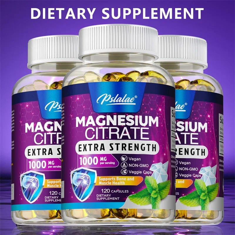 Magnesium Citrate Supplement - Supports Heart, Muscle, Nerve, Bone Health, Promote Energy Metabolism, Gut Digestion