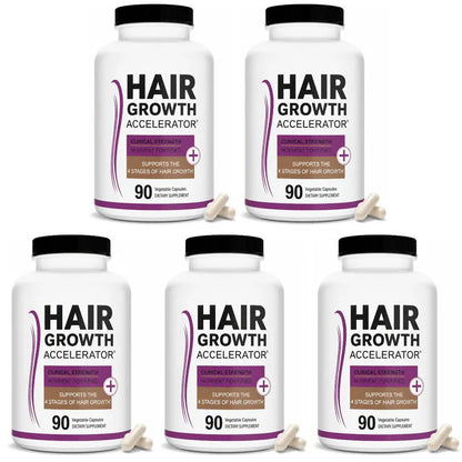 Lustriva Hair Growth Vitamins with Biotin, Marine Collagen, Saw Palmetto, Ashwagandha, Horsetail &amp; Zinc – Thicker Hair, 90 Caps