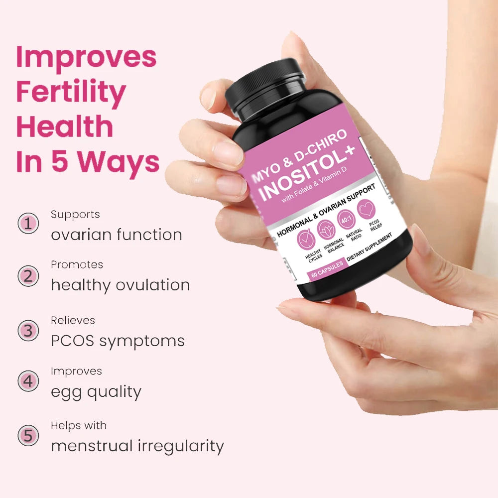 Myo-Inositol &amp; D-Chiro Inositol Supplement for Women | Fertility Supplements for Hormonal Balance &amp; Ovarian Health Support, 60 C