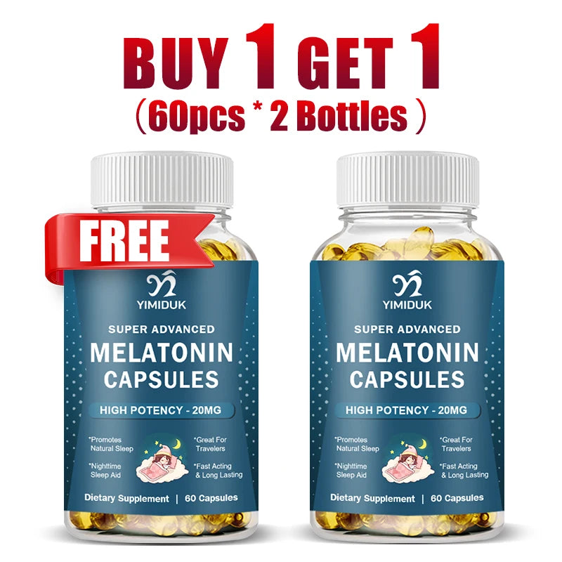 High Potency Melatonin 20 Mg Capsules, for Promotes Natural Sleep, Relaxation and revitalized, GMP Certified, Gluten Free