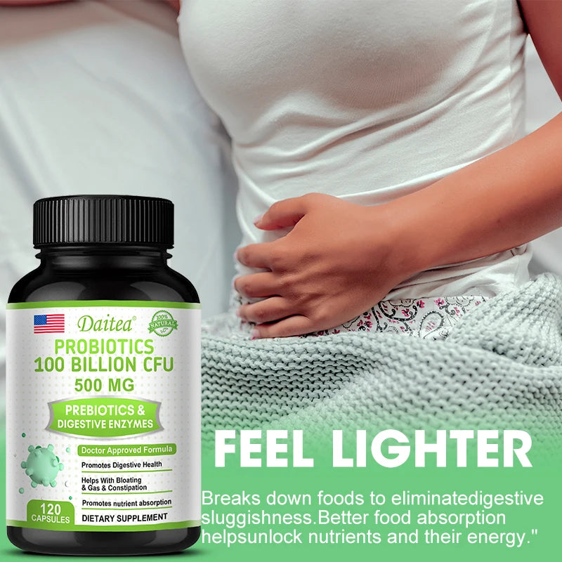 Probiotics 100 Billion CFU with Prebiotics &amp; Digestive Enzymes, Gut Health, Digestion, Bloating Relief &amp; Immune Support