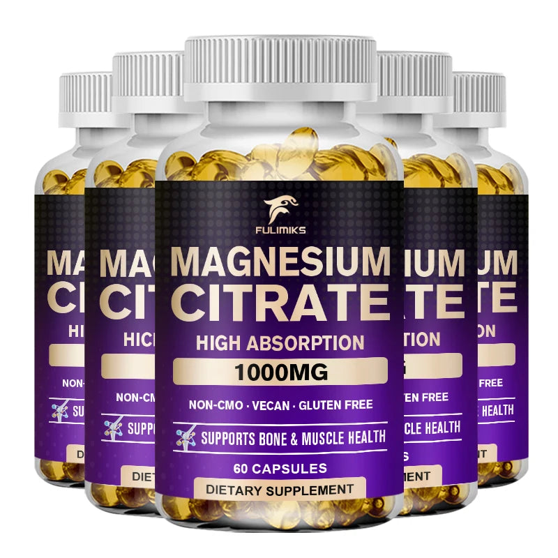 FULIMIKS Magnesium Citrate Supplement, Supports Muscle &amp; Bone Health, Relaxation, Cardiovascular Function, for Adults