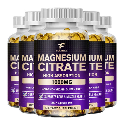FULIMIKS Magnesium Citrate Supplement, Supports Muscle &amp; Bone Health, Relaxation, Cardiovascular Function, for Adults