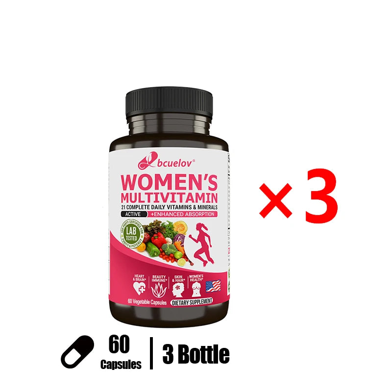 Women’s Multivitamin &amp; Mineral Capsules - Calcium Biotin Zinc, Vitamin A/C/D/E/K/B, Skin Hair Nail Bone Heart &amp; Immune Wellness