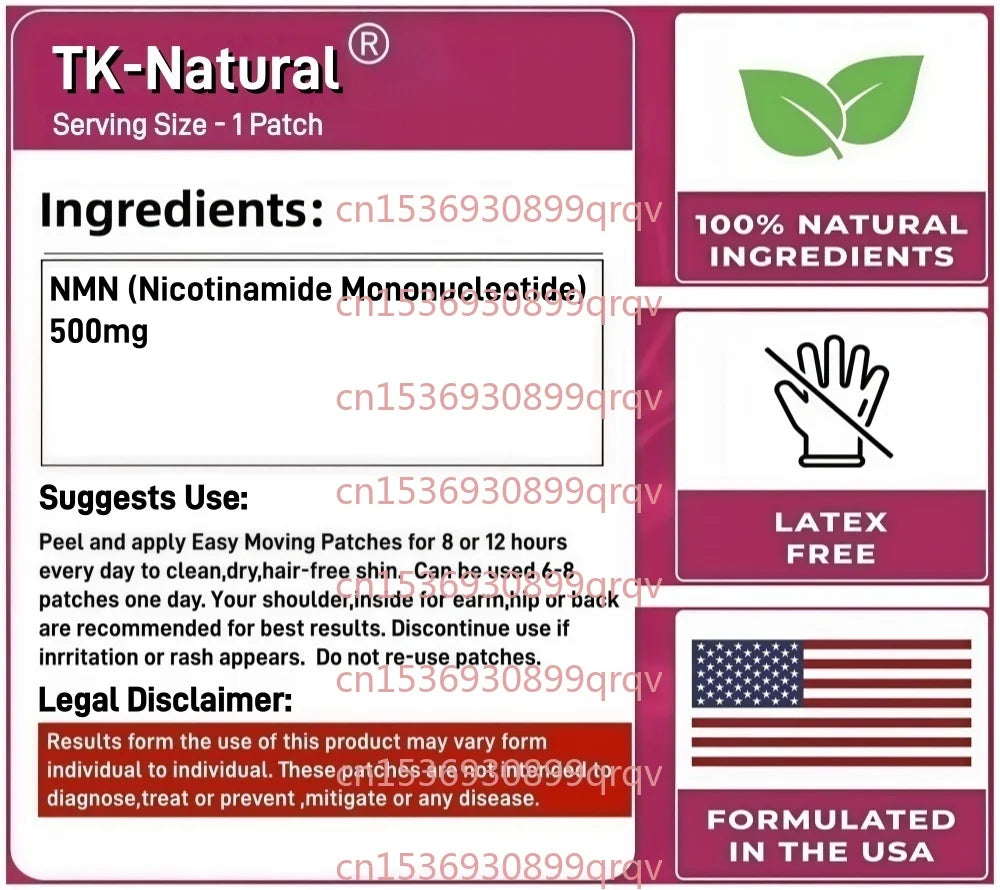 30 Patches NMN (Nicotinamide Mononucleotide) Transdermal Patches  for NAD, Cell, Immune, Energy, Muscle, Anti-Aging, Longevity