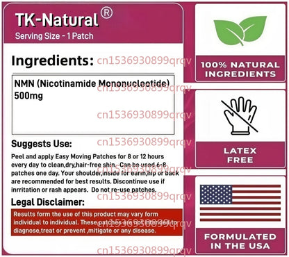 30 Patches NMN (Nicotinamide Mononucleotide) Transdermal Patches  for NAD, Cell, Immune, Energy, Muscle, Anti-Aging, Longevity