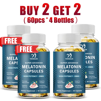 High Potency Melatonin 20 Mg Capsules, for Promotes Natural Sleep, Relaxation and revitalized, GMP Certified, Gluten Free