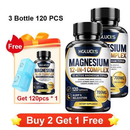 Magnesium Supplement, with Magnesium Glycinate, Supports Muscle, Sleep, Nerve, Heart, Digestive Health, Daily Memory, Vitality