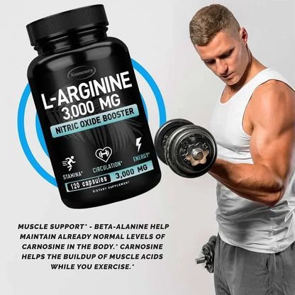 L-Arginine - Supports Muscle Growth, Promotes Blood Circulation, and Enhances Immunity, Improves Endurance and Performance