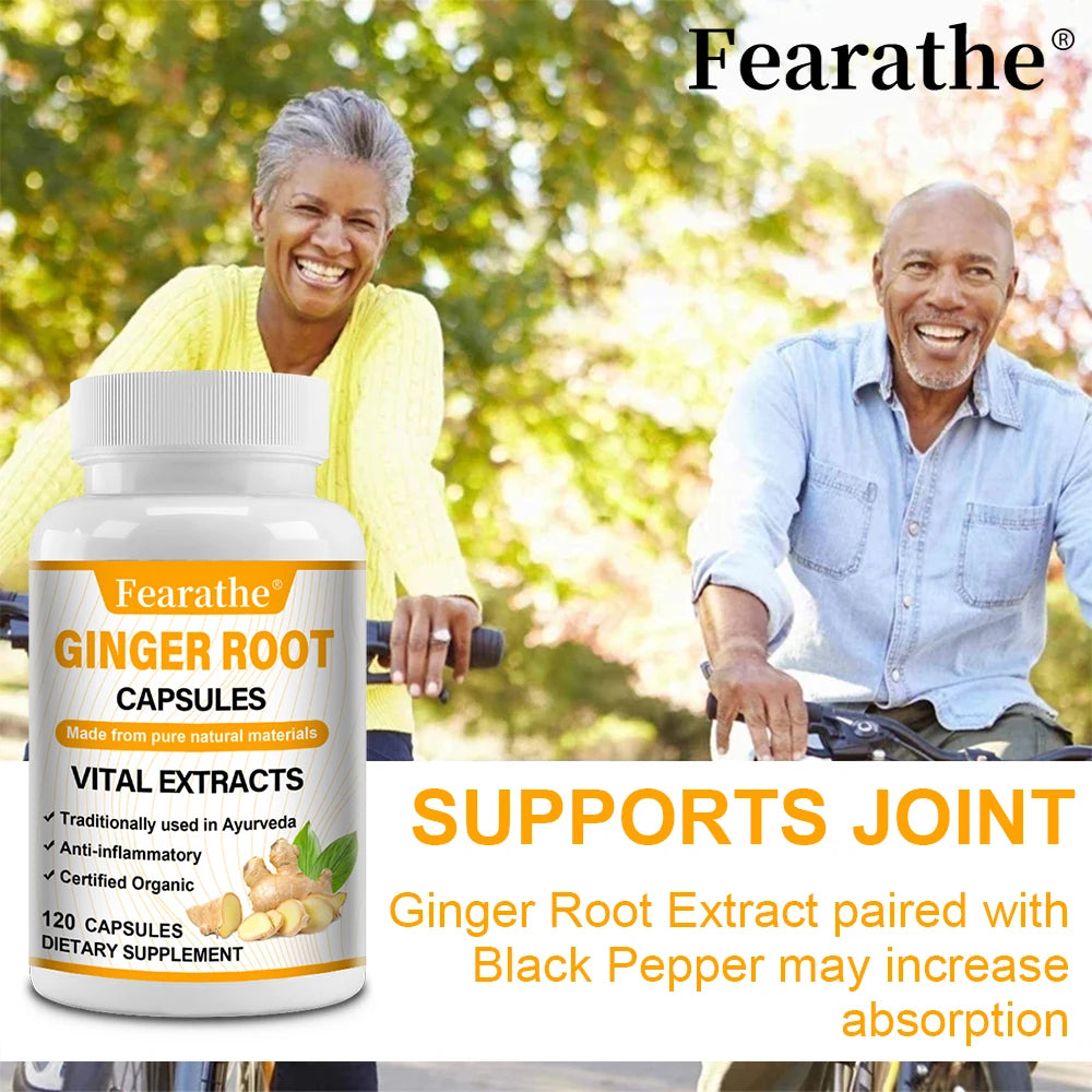 Organic Ginger Root Capsules 1200mg - with Black Pepper Extract,For Joint Health, Anti-Inflammation, Muscle, Immune Health