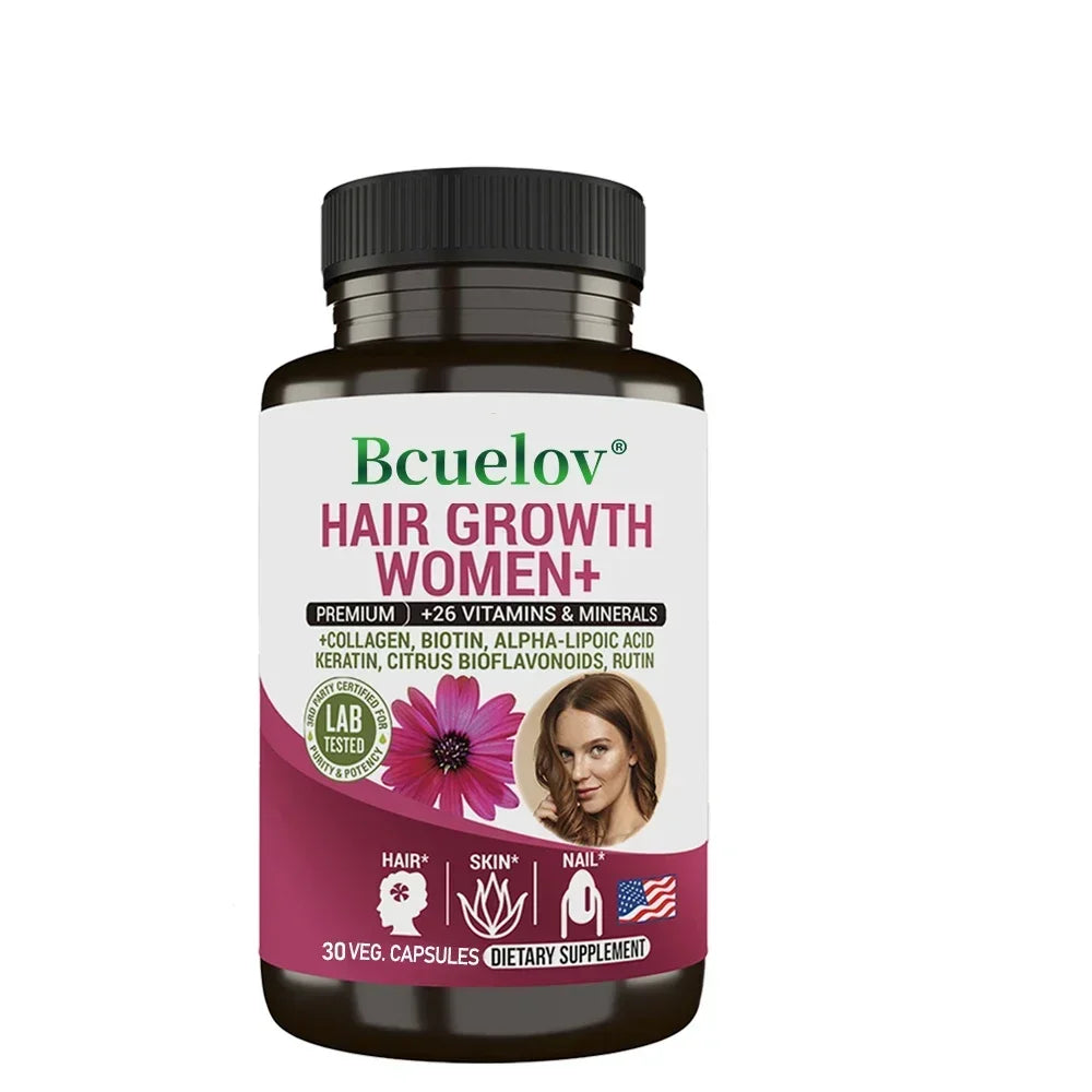Women Hair Growth Supplement Capsules with Multivitamins, Collagen and Biotin for Thicker, Fuller Hair, Nails and Skin Health