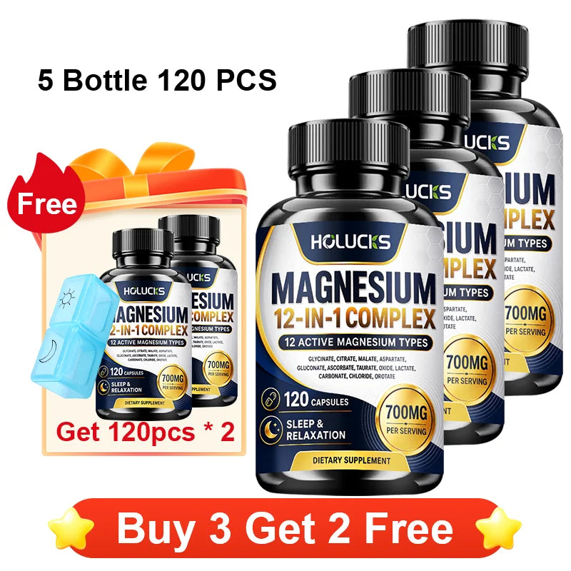 Magnesium Supplement, with Magnesium Glycinate, Supports Muscle, Sleep, Nerve, Heart, Digestive Health, Daily Memory, Vitality