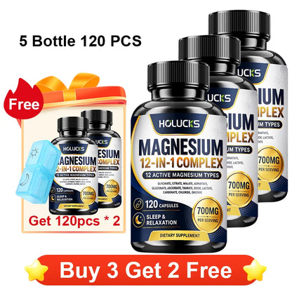 Magnesium Supplement, with Magnesium Glycinate, Supports Muscle, Sleep, Nerve, Heart, Digestive Health, Daily Memory, Vitality