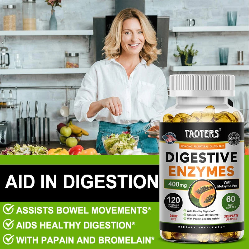 Digestive Enzymes Containing Papain and Bromelain Help Support Digestion,Improve Gut Health,Boost Metabolism,Improve Dull Skin