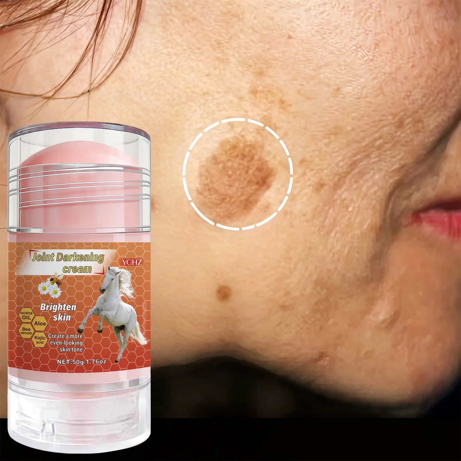 Bee Venom and Horse Oil Stick, Evens Out Skin Tone, Eliminates Dark Spots and Dullness - Non-Greasy, Suitable for Both Men and Women - Whitening and Moisturizing Cream, for Day and Night Use - 50g