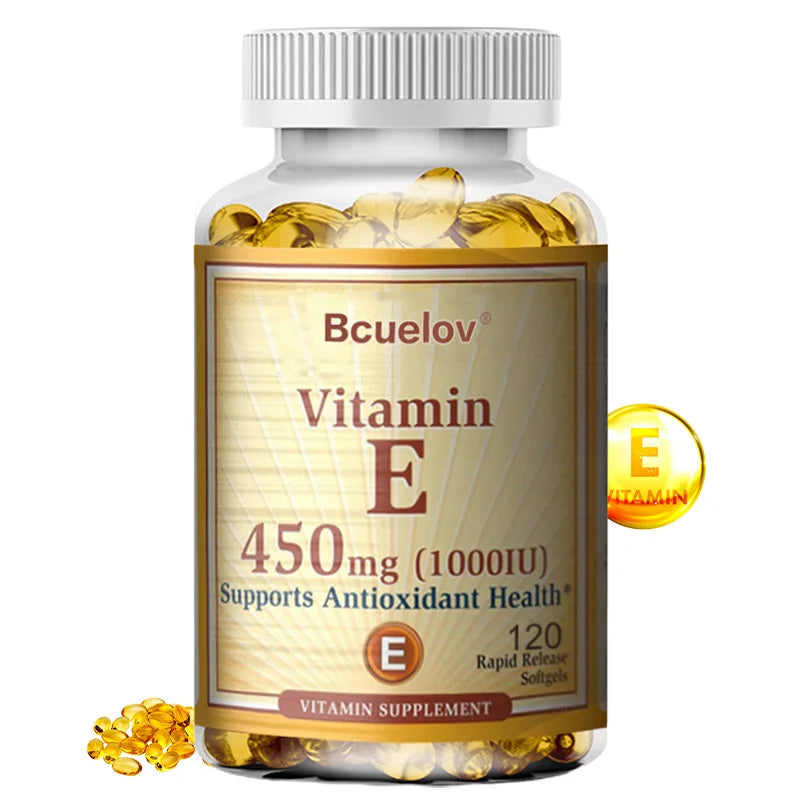 Vitamin E Supplement Capsules- 1000 IU - Promote Skin, Immunity and Heart Health, Help Blood Circulation, Gluten-free