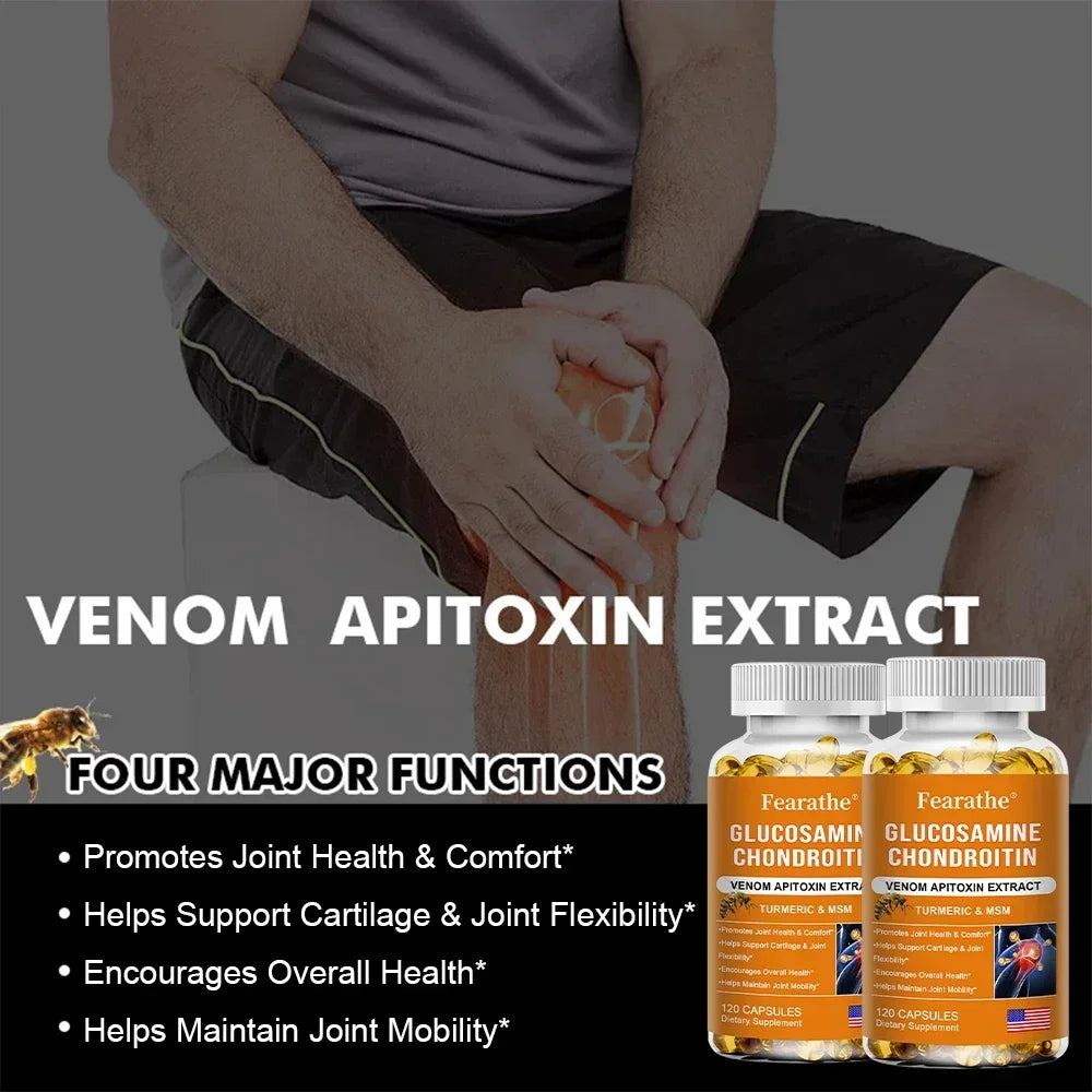 Glucosamine Chondroitin Turmeric and MSM - with Venom Bee Venom Extract, Bone, Joint and Cartilage Capsules