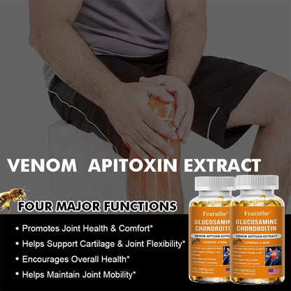 Glucosamine Chondroitin Turmeric and MSM - with Venom Bee Venom Extract, Bone, Joint and Cartilage Capsules