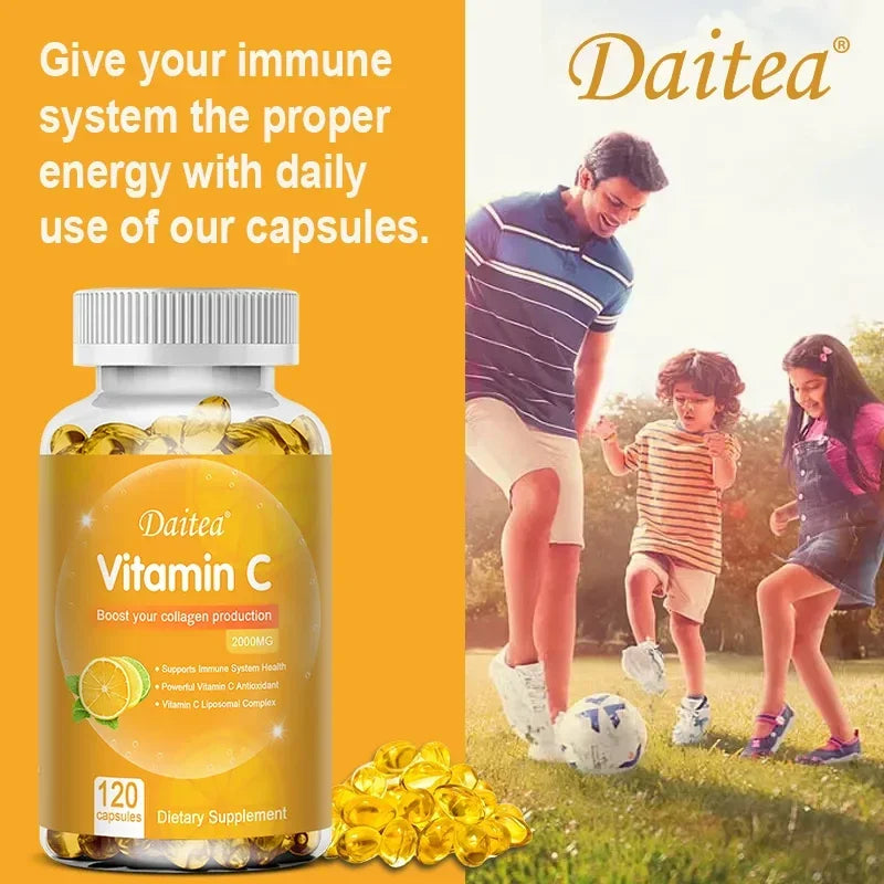 Vitamin C 2000 Mg, Promotes Collagen Production, Vitamin C Liposomal Dietary Supplement, Non-GMO and Gluten-Free Vegetarian