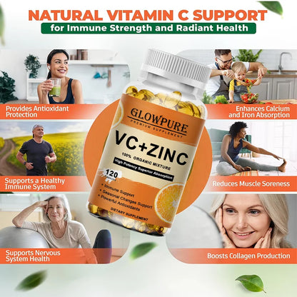 Vitamin C and Zinc Supplement Suuport Antioxidant Protection for Immune, Cellular Energy Production