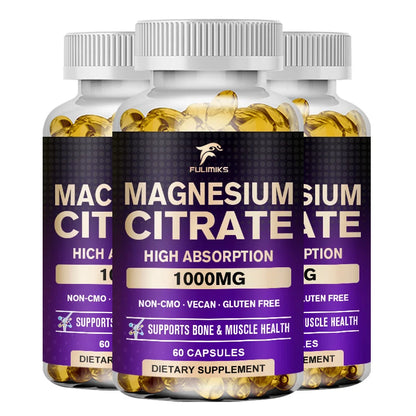 FULIMIKS Magnesium Citrate Supplement, Supports Muscle &amp; Bone Health, Relaxation, Cardiovascular Function, for Adults