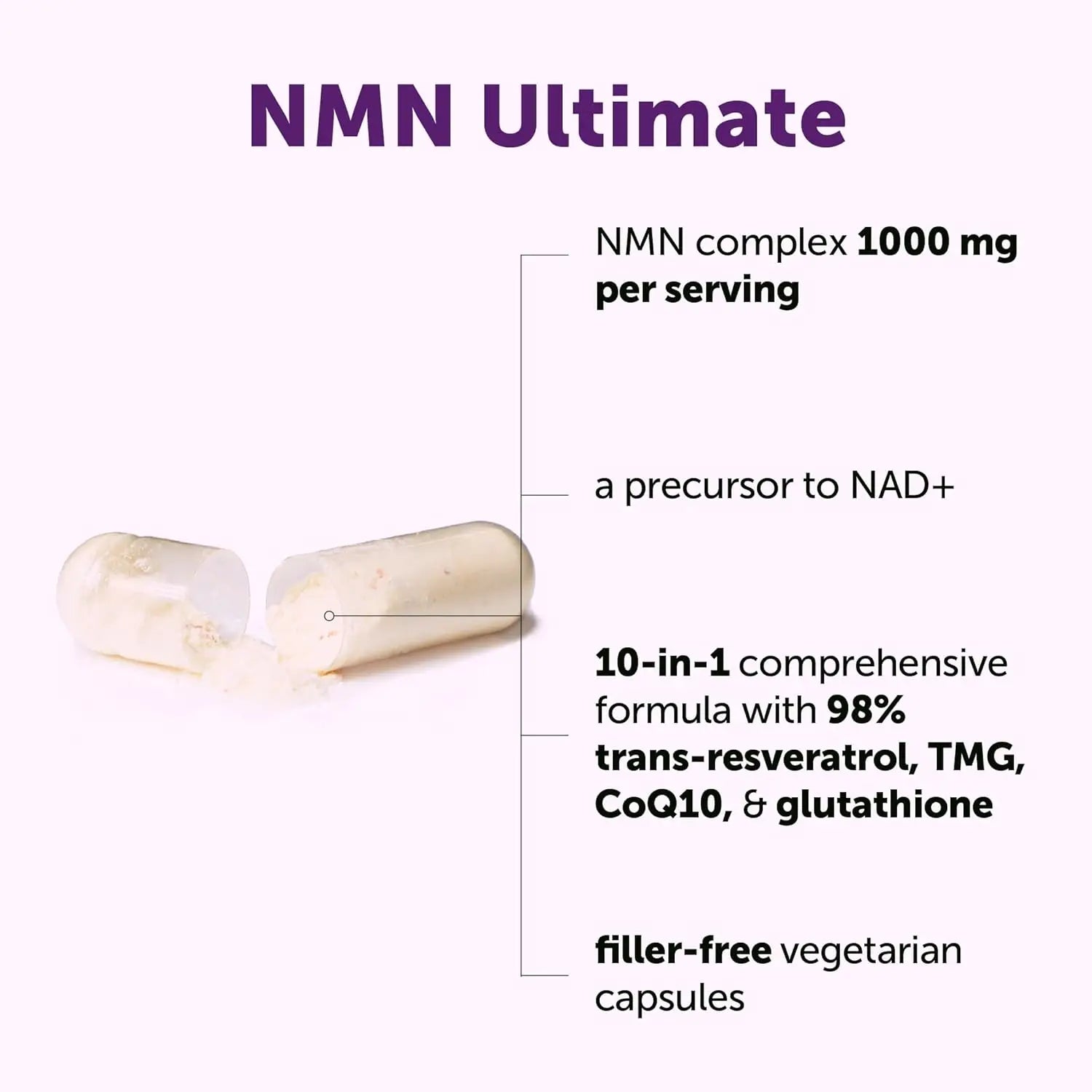 NMN Complex 1000mg, NAD+ Supplement with Resveratrol - NMNH Alternative - Supports Cellular Energy &amp; NAD+ Level, 60 Capsules