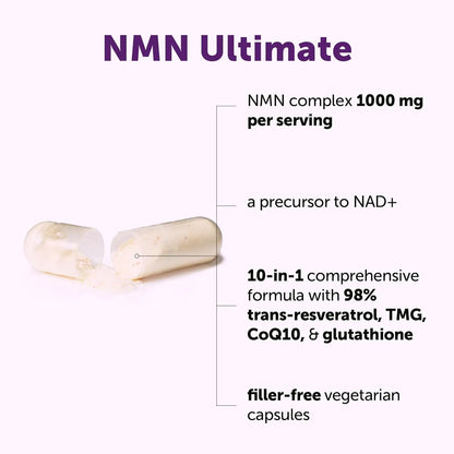 NMN Complex 1000mg, NAD+ Supplement with Resveratrol - NMNH Alternative - Supports Cellular Energy &amp; NAD+ Level, 60 Capsules