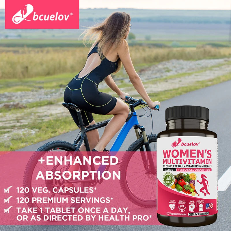 Women’s Multivitamin &amp; Mineral Capsules - Calcium Biotin Zinc, Vitamin A/C/D/E/K/B, Skin Hair Nail Bone Heart &amp; Immune Wellness