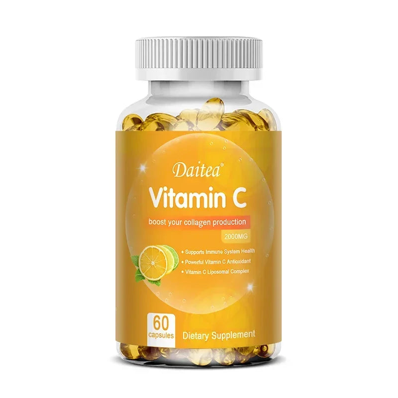 Vitamin C Promotes Collagen Production - 2000 Mg, Promote Skin, Hair, Nails and Immune Health, Dietary Supplements