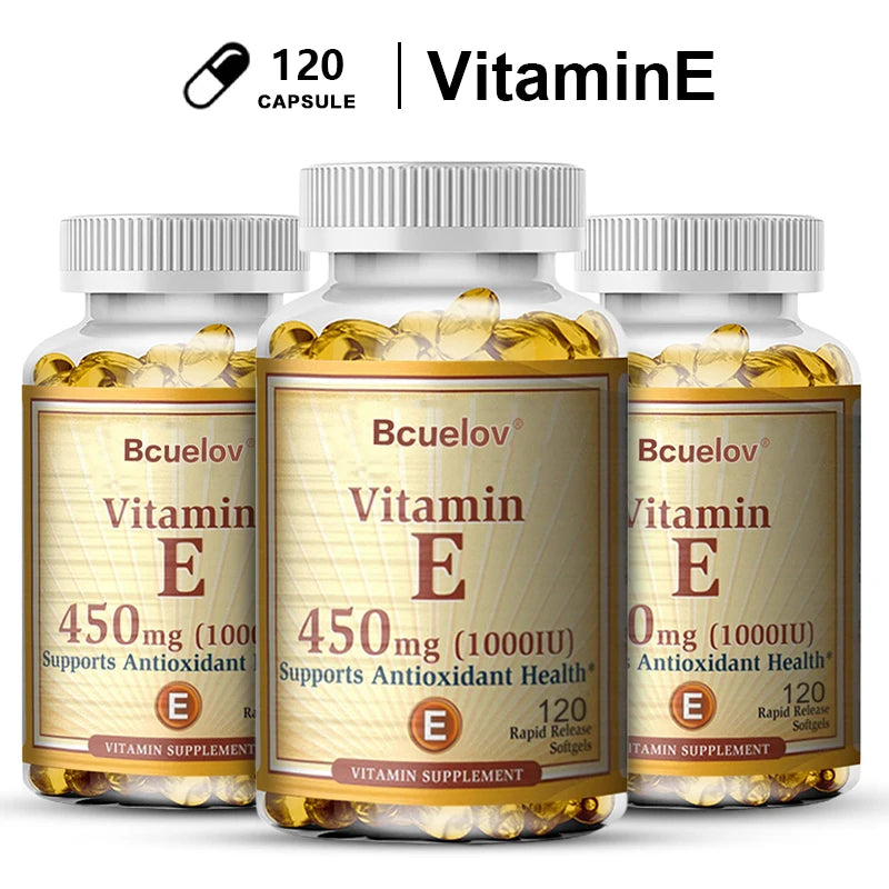 Vitamin E Supplement Capsules- 1000 IU - Promote Skin, Immunity and Heart Health, Help Blood Circulation, Gluten-free