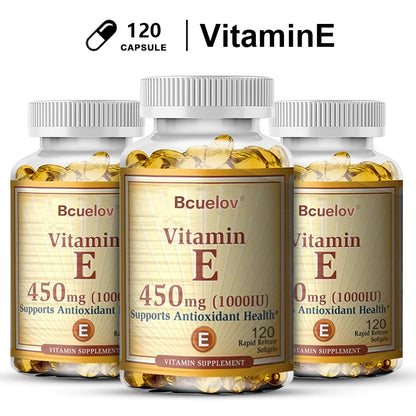 Vitamin E Supplement Capsules- 1000 IU - Promote Skin, Immunity and Heart Health, Help Blood Circulation, Gluten-free
