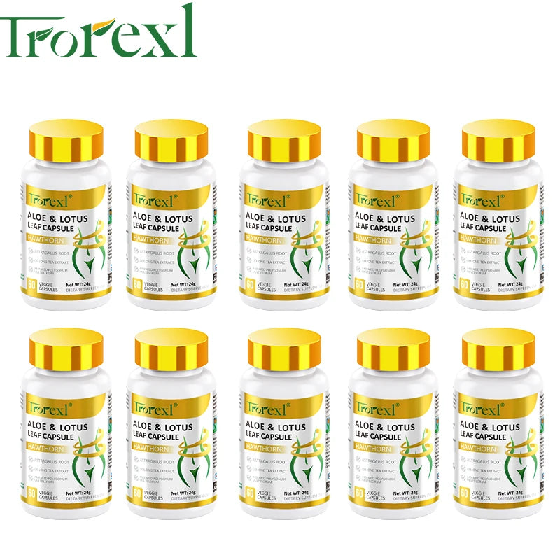 Aloe &amp; Lotus Leaf Capsules Flat Tummy Pills, Appetite Suppressant, Detoxification, Preserve Lean