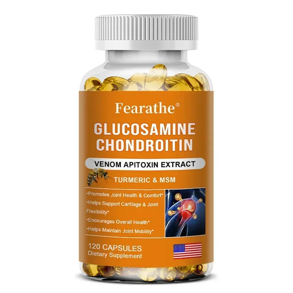 Glucosamine Chondroitin Turmeric and MSM - with Venom Bee Venom Extract, Bone, Joint and Cartilage Capsules