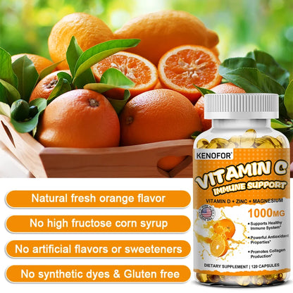 Vitamin C Capsules, Antioxidant, Support Immune System, Cellular Energy Production, Skin Brightening &amp; Collagen Synthesis