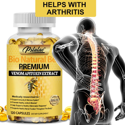 Natural Bee Capsules Enhance Immunity and Anti-oxidation, Effectively Relieve Joint Inflammation 120 Capsules Non-GMO