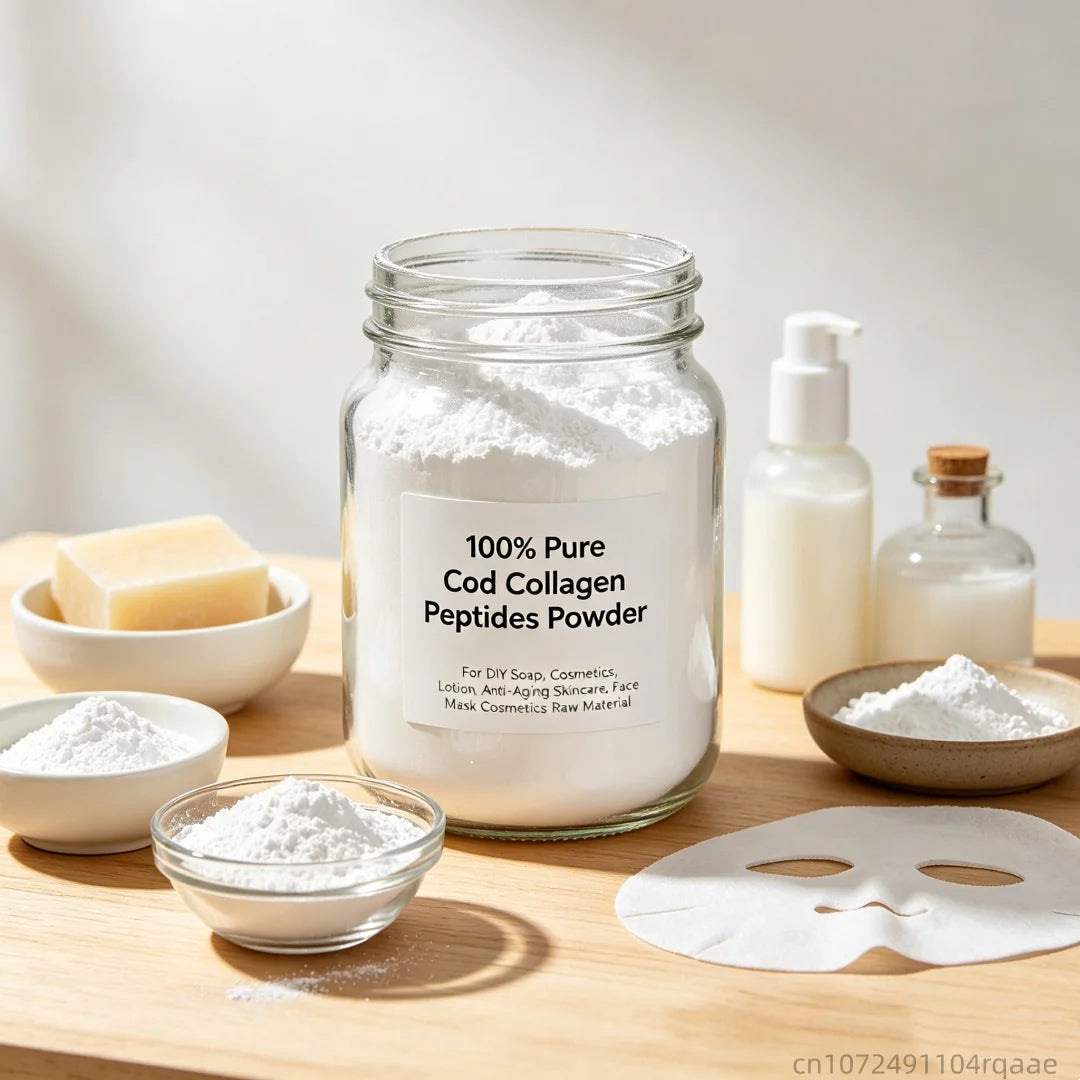 100% Pure Cod Collagen Peptides Powder for DIY Soap, Cosmetics, Lotion, Anti-Aging Skincare, Face Mask Cosmetics Raw Material