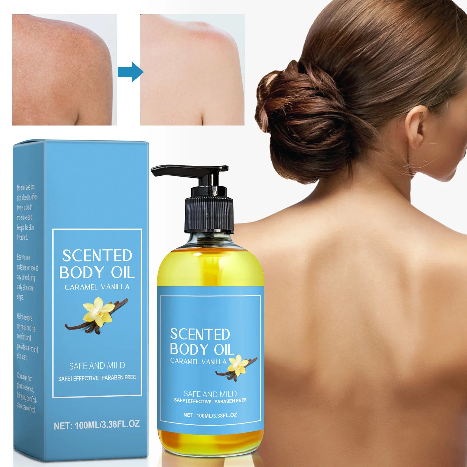 1-5pcs Stress Relief Body Oil with Vanilla - Deeply Moisturizes &amp; Soothes Muscles, Herbal Formula for Relaxing Bath &amp; Massage.
