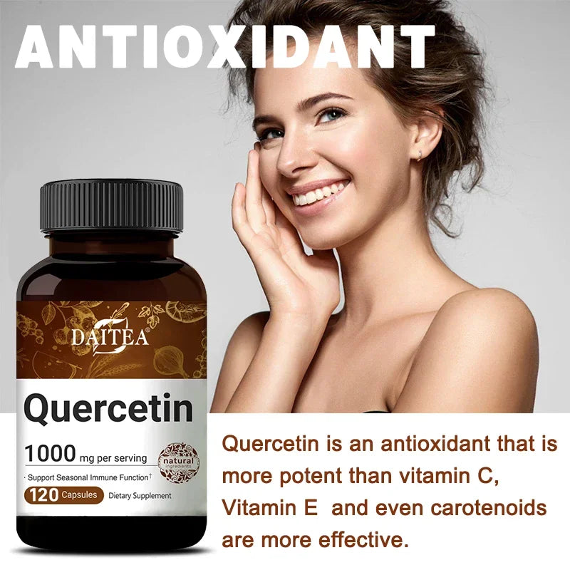 Quercetin Capsules, 1000 Mg, Supports Immunity, Promotes Blood Circulation, Metabolism, Anti-oxidation, Promotes Overall Health