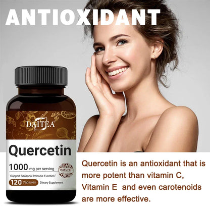 Quercetin Capsules, 1000 Mg, Supports Immunity, Promotes Blood Circulation, Metabolism, Anti-oxidation, Promotes Overall Health