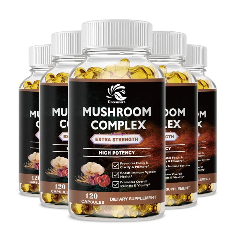 Lion Mane Cordyceps Mushroom Complex Supplement for Nootropic Brain Memory &amp; Focus Immune &amp; Stress Relief