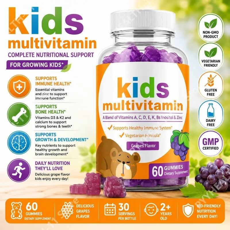 Multivitamin Gummies with Vitamins A C D3 E B6 B12 Biotin Folate Iodine Zinc Daily Wellness Chewable Supplement 60 Gummies