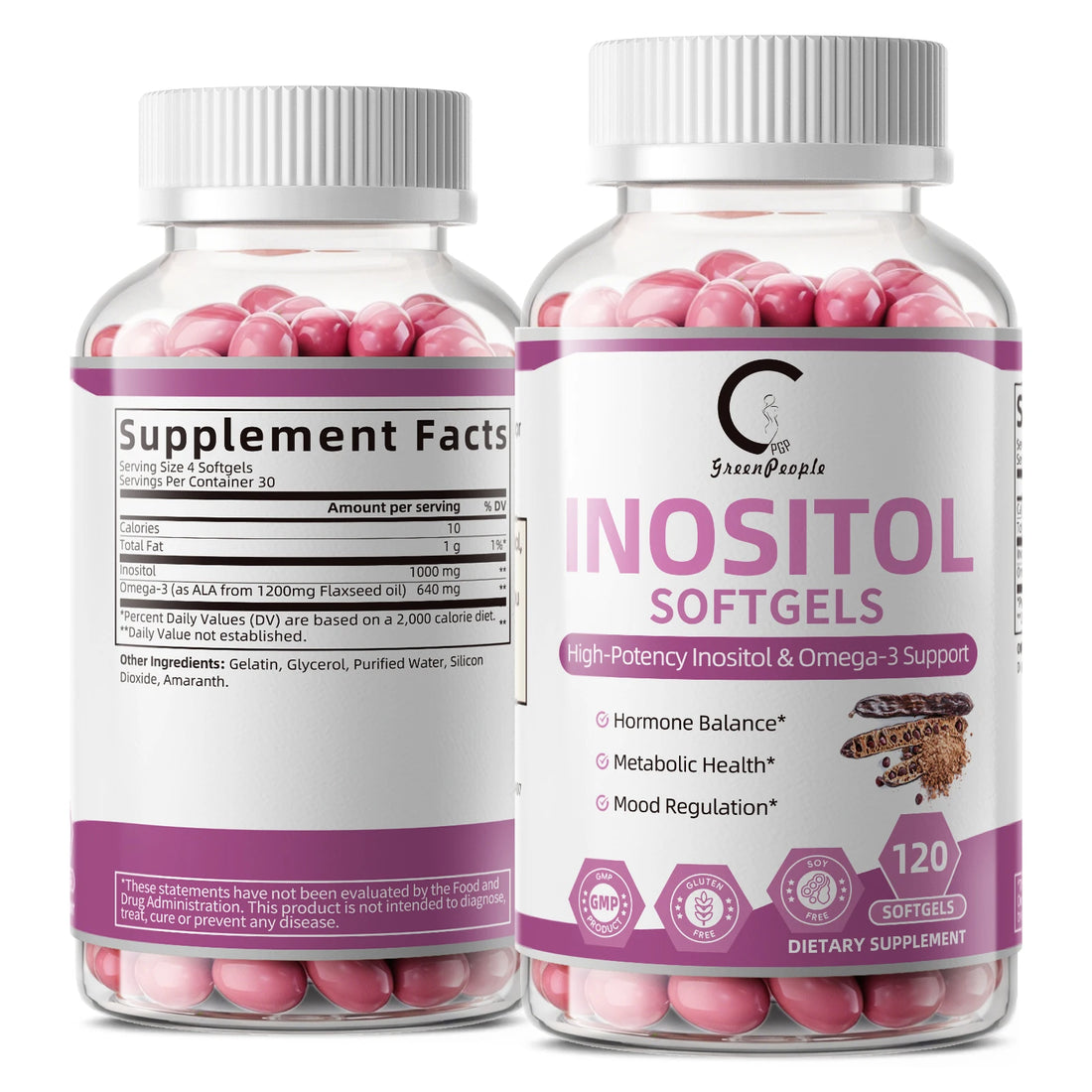 120PCS Inositol Capsule with Omega-3 Supports Ovarian Function,Hormone Balance,Fertility Supplements for Women