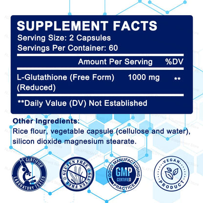 Liposomal Glutathione 1000 mg - Antioxidant and Immune Support Supplement - Detoxification and Liver Support